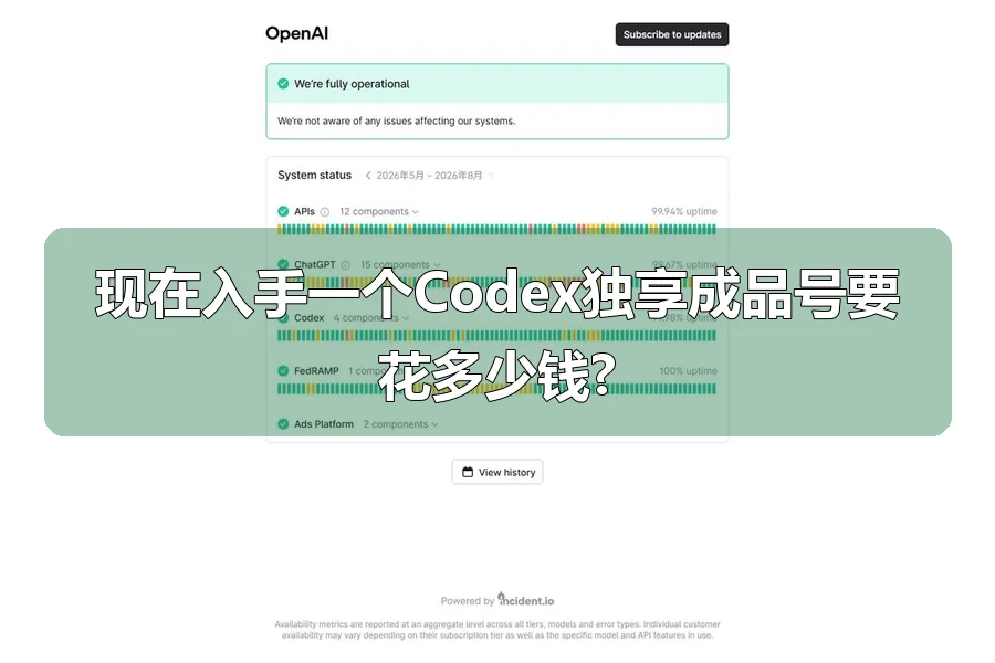 现在入手一个Codex独享成品号要花多少钱?